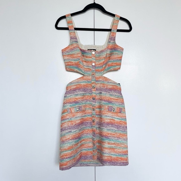 Maje Metallic Tweed Cut Out Pastel Mini Dress - Picture 5 of 7